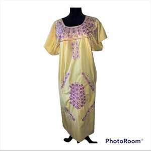 Vintage Mexican embroidered caftan dress